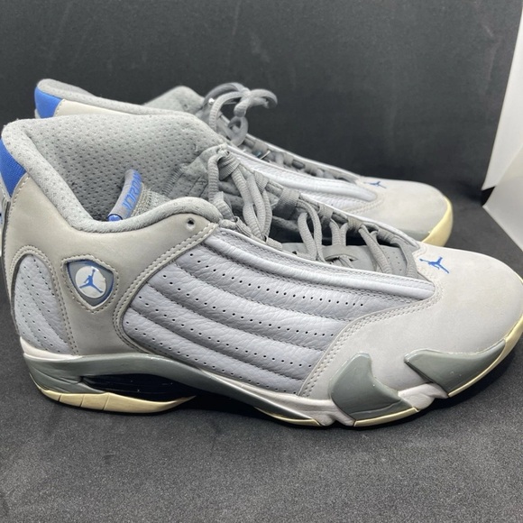 Air Jordan 14 Retro Size 8 Mens Wolf Grey Sport Blue Nike 487471-004 - Picture 1 of 7